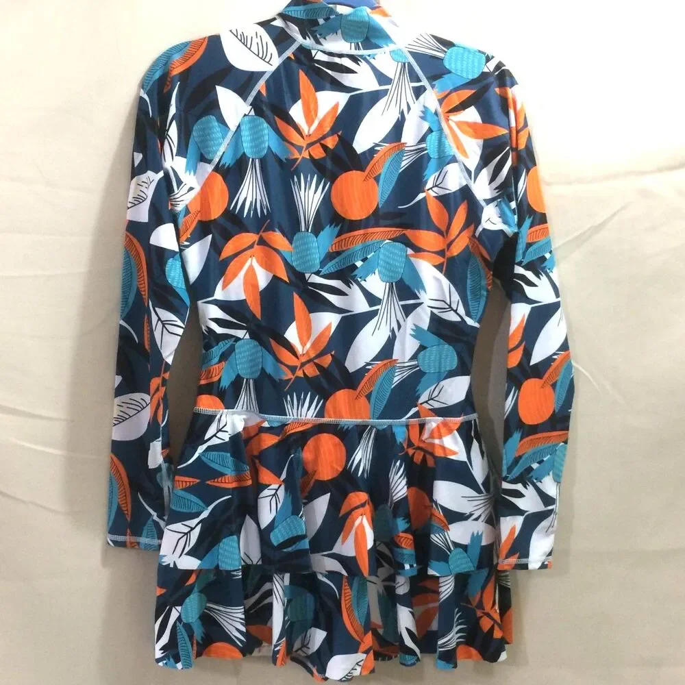 NEW Uniquebella Rash Guard Swim Dress Large Long Sleeve Zip Skirted NWT - Picture 4 of 6